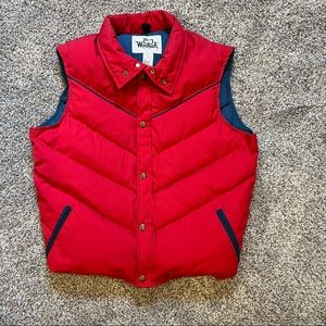 VIntage Woolrich Vest USA Made Goose Down Red Puffer Puffy Snap Sheep SZ Medium